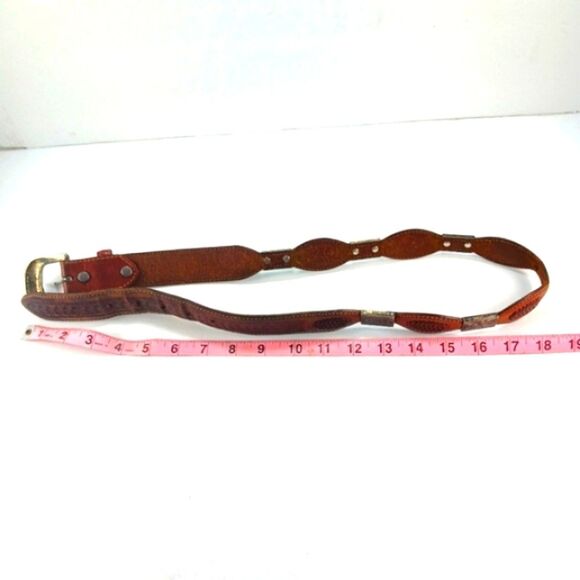 Vintage Western Leather Rodeo Belt With Silver Medallions Womans S/M............ main image 12